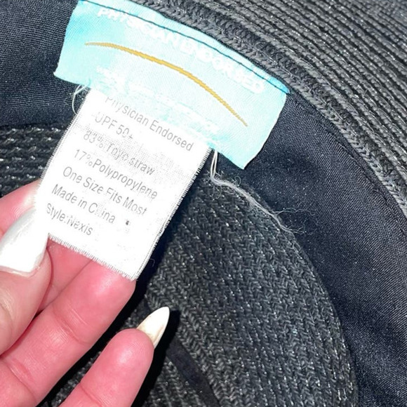 Physician Endorsed UPF 50 straw hat wide brim black gold band straw beach - Picture 4 of 8